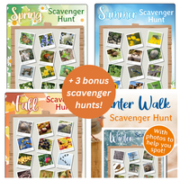 4 Seasons Scavenger Hunt Bundle for Nature Study + 3 Bonus Scavenger Hunts!