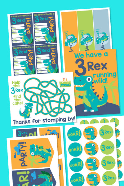 3 Rex Birthday Party Kit