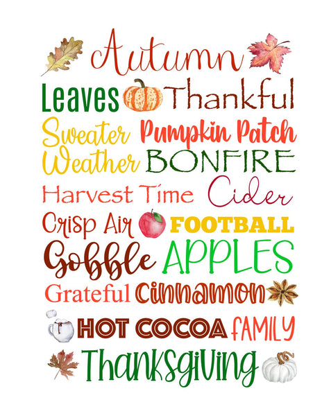 Fall Word Art printable